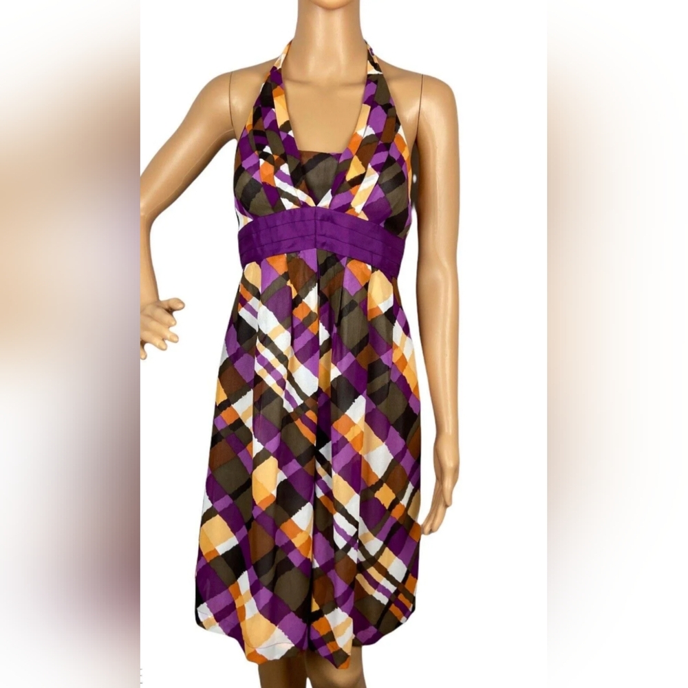 Anthropologie Moulinette Soeurs halter dress multi color v neck, Size 6